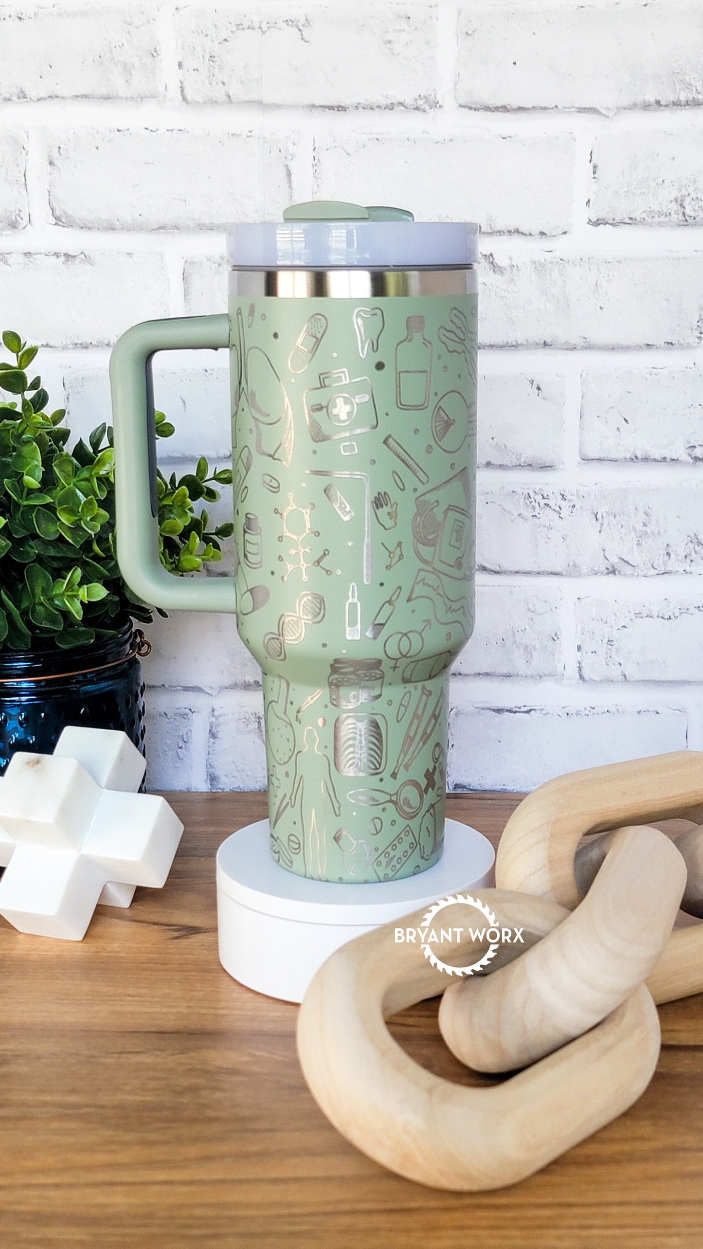 Medical Full Wrap | Engraved 40oz Tumbler with Handle | Custom Engraving | Doctor | Nurse | Hospital | RN | Nurse Gift | Graduate Gift