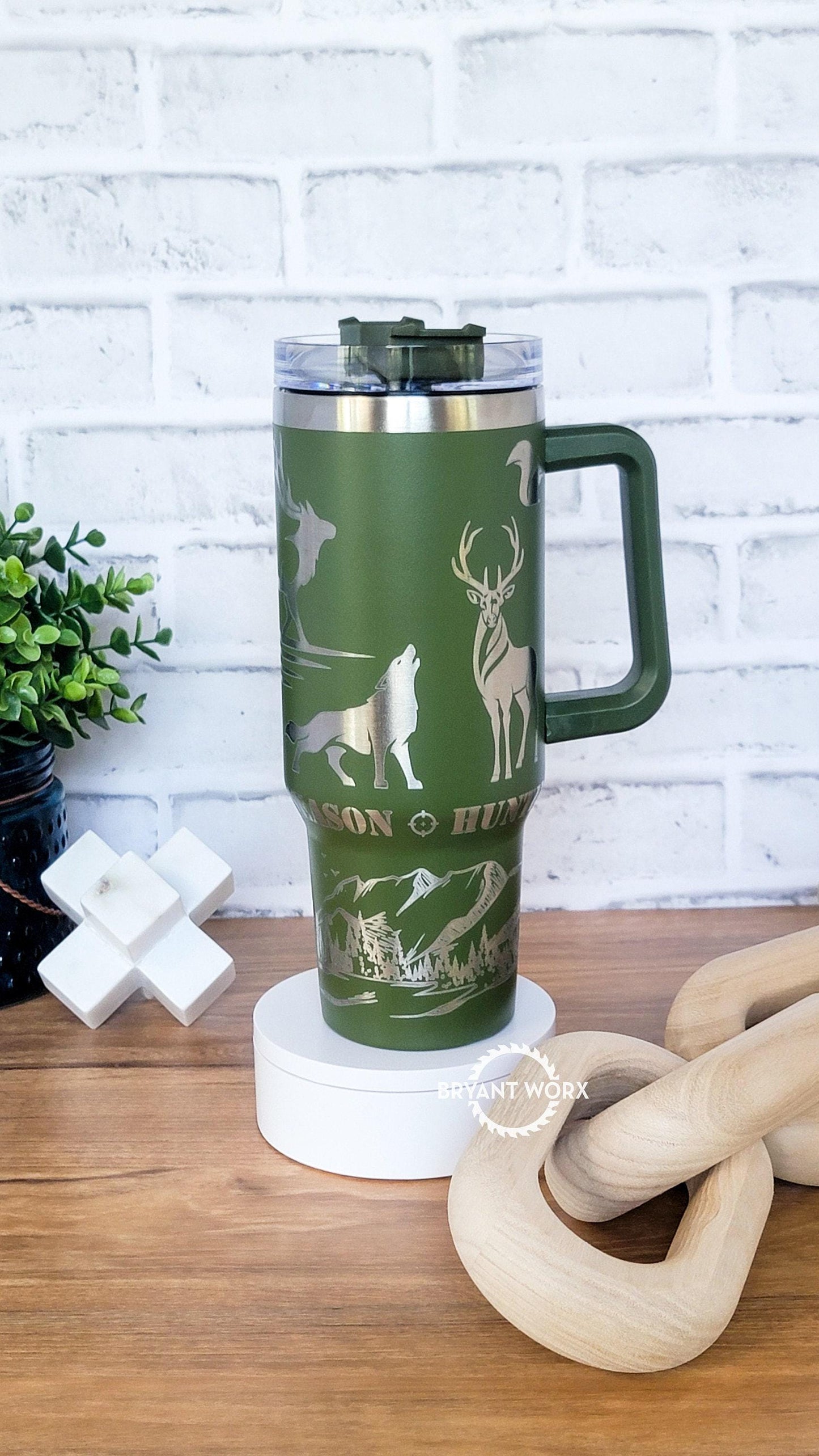 Hunting Season Full Wrap| Engraved 40oz Tumbler with Handle | Custom Engraving