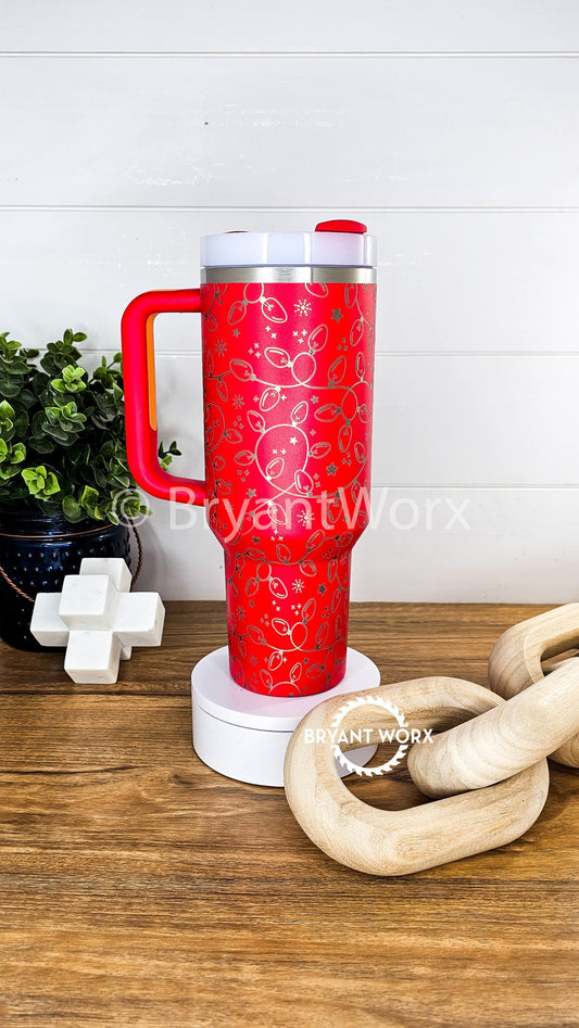 Christmas Lights | Engraved 40oz STANLEY with Handle | Custom Engraved | Christmas | Christmas Gift | Christmas Stanley | Happy Holidays