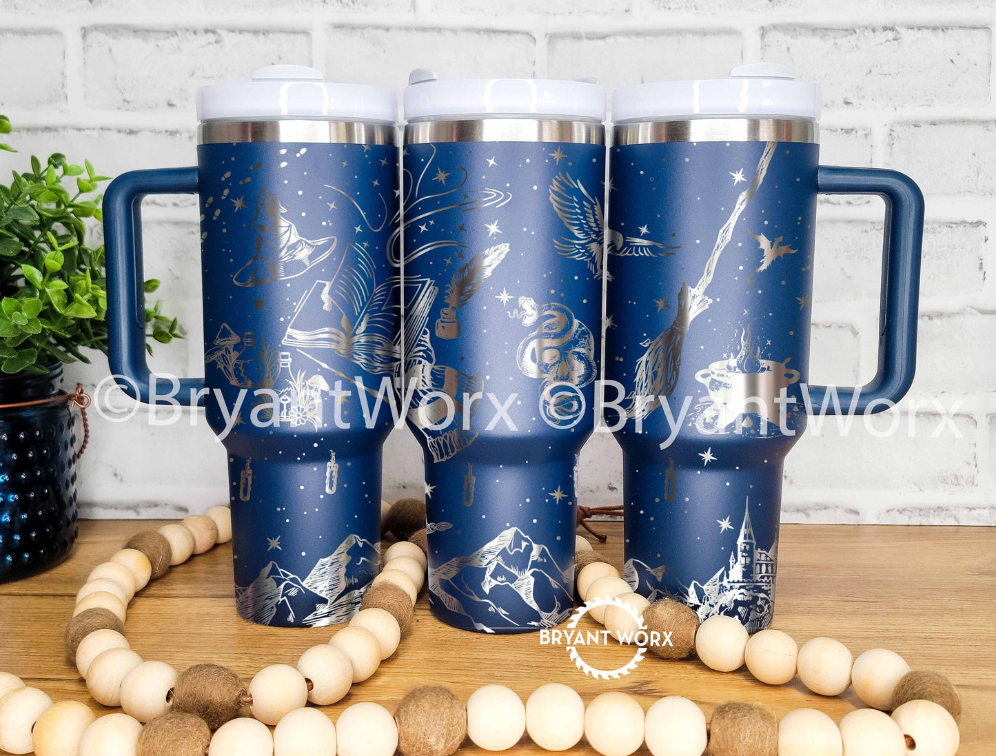 Magic Vibes | Eagle | Engraved 40oz Tumbler with Handle | Custom | Magic | Witchcraft | Wand | Fantasy | Medieval