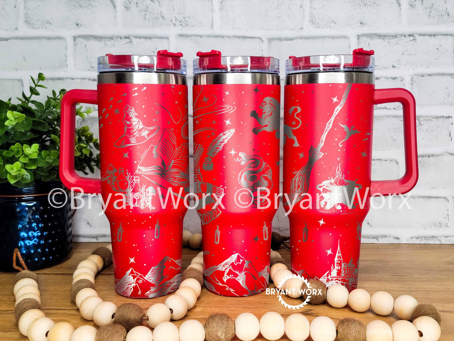 Magic Vibes | Lion | Engraved 40oz Tumbler with Handle | Custom | Magic | Witchcraft | Wand | Fantasy | Medieval
