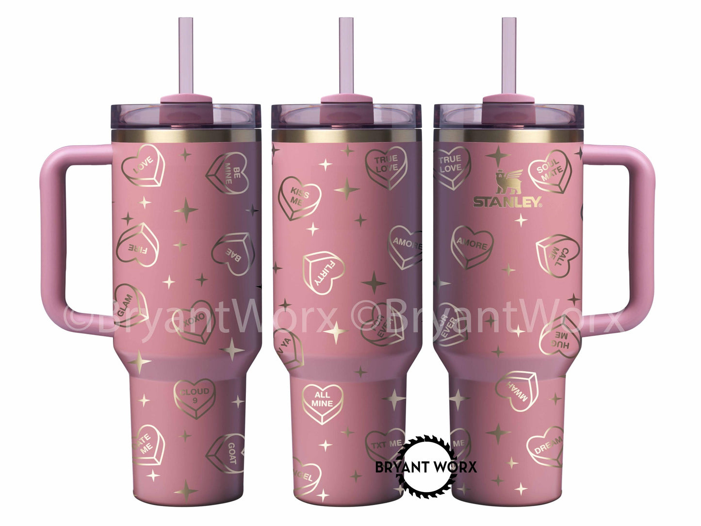 Cute Candy Hearts | Engraved STANLEY | Valentines Day Stanley | Conversation | Hearts | Cute Valentine | Be Mine | Love | 40 oz 30oz 20oz