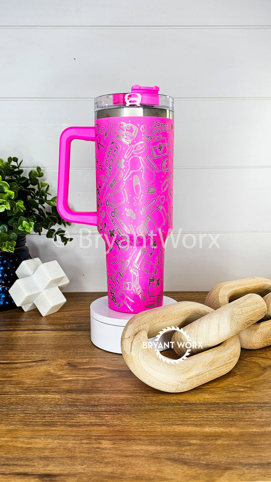 Pharmacy Full Wrap | Engraved 40oz Tumbler with Handle |Custom Engraving| CPhT | Pharmacist | Hospital | Pharmacist Gift | Graduate Gift