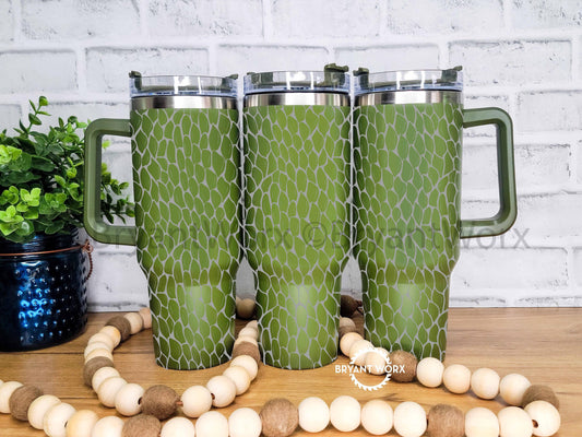 Dragon Scales Full Wrap | Engraved 40oz Tumbler with Handle | Custom Engraved | House Dragon | Fantasy Map | Eragon | Basgiath | GOT | TOG