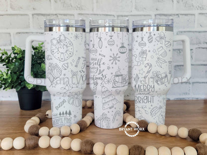 Merry and Bright | Engraved 40oz Tumbler with Handle | Have Yourself A Merry Little Christmas | Christmas Tumbler | Holiday 40 oz 30oz