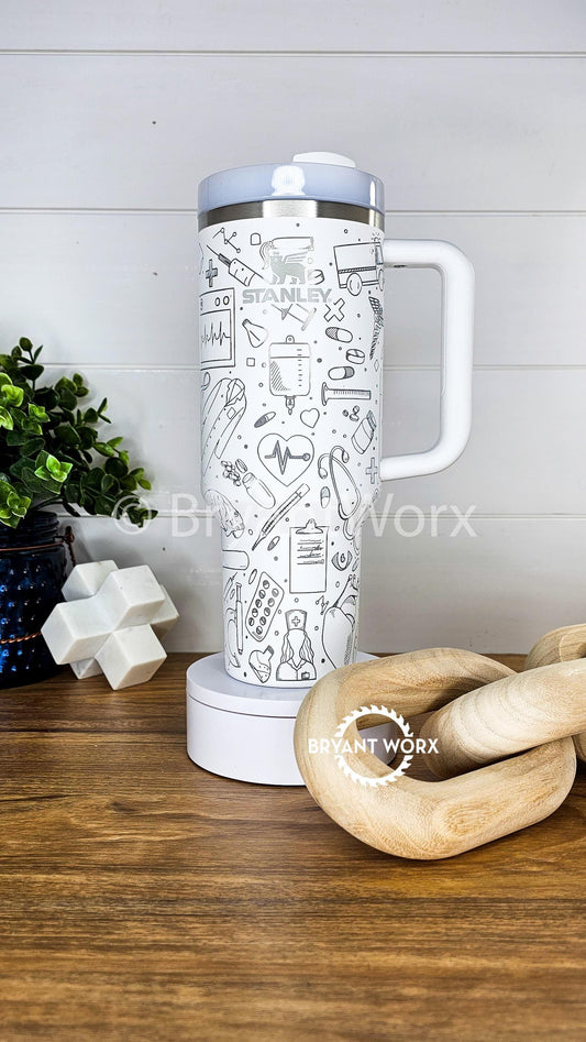 STANLEY Medical Full Wrap | Engraved 40oz STANLEY with Handle |Custom Engraving| Doctor | Nurse | Hospital | RN | Nurse Gift | Graduate Gift