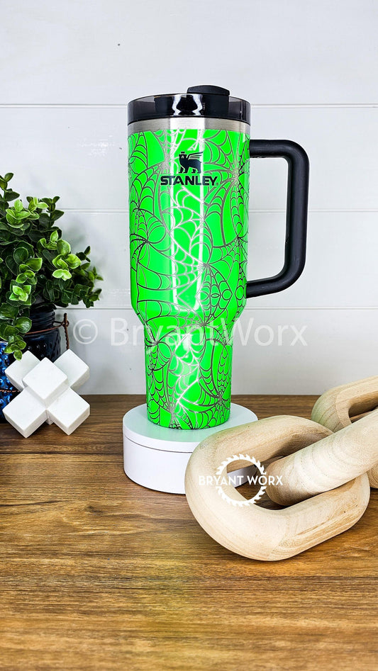 Spooky Spider Web Full Wrap | Engraved 40oz STANLEY with Handle | Scary | Halloween | Trick or Treat | BOO | Haunted | Fall | Spooky Season