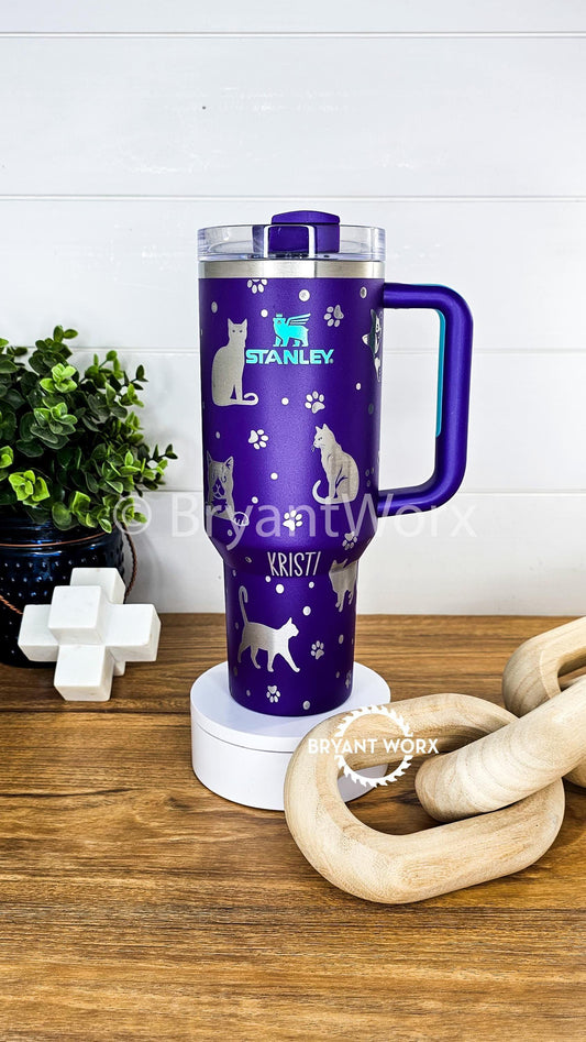 STANLEY Cats | Engraved 40oz STANLEY with Handle | Mother's Day Gift | Cat Lady | Cat Mom | Girlfriend Gift | Boyfriend Gift