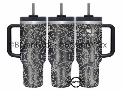 Spooky Spider Web Full Wrap | Engraved 40oz STANLEY with Handle | Scary | Halloween | Trick or Treat | BOO | Haunted | Fall | Spooky Season