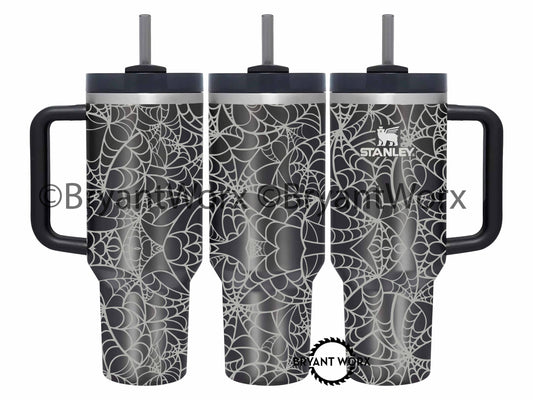 Spooky Spider Web Full Wrap | Engraved 40oz STANLEY with Handle | Scary | Halloween | Trick or Treat | BOO | Haunted | Fall | Spooky Season