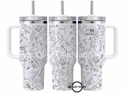 STANLEY Pharmacy Full Wrap | Engraved 40oz STANLEY with Handle |Custom Engraving| CPhT | Pharmacist | Hospital | Gift | Graduate Gift