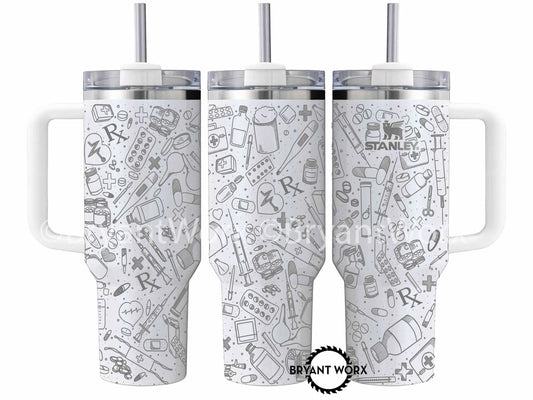 STANLEY Pharmacy Full Wrap | Engraved 40oz STANLEY with Handle |Custom Engraving| CPhT | Pharmacist | Hospital | Gift | Graduate Gift