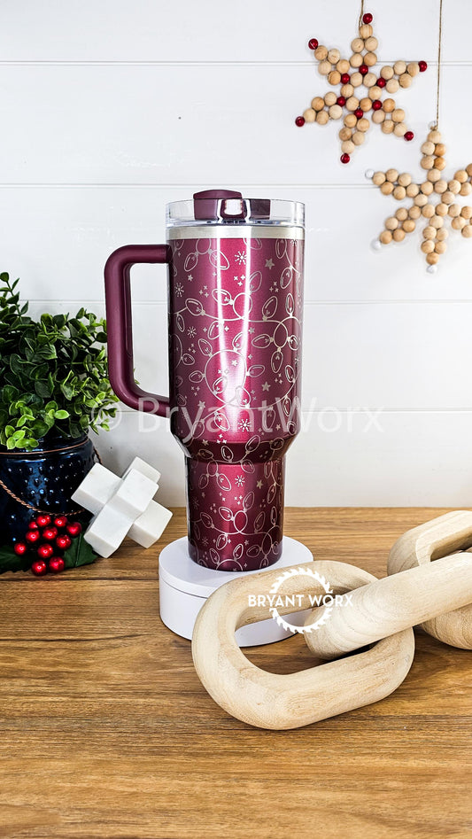Christmas Lights | Engraved STANLEY | Custom | Holly | Jolly | Christmas Gift | Christmas Stanley | Happy Holidays | 40oz 30oz 20oz