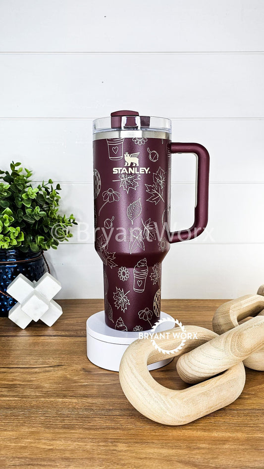 Fall Vibes Full Wrap | Engraved 40oz STANLEY with Handle | Fall | Coffee | Trick or Treat | Autumn | Starbucks | Pumpkin Spice