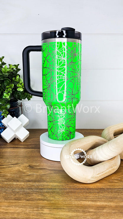 Spooky Spider Web Full Wrap | Engraved 40oz STANLEY with Handle | Scary | Halloween | Trick or Treat | BOO | Haunted | Fall | Spooky Season
