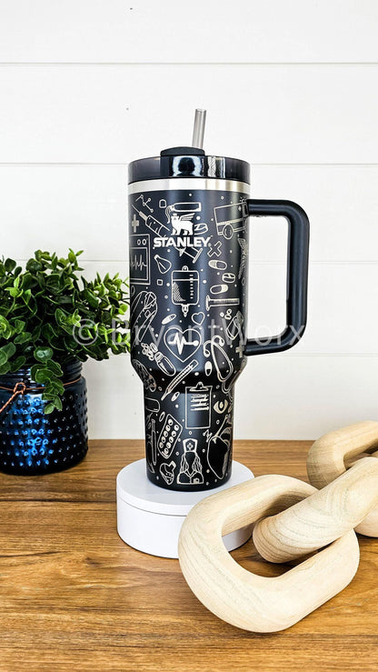 STANLEY Medical Full Wrap | Engraved 40oz STANLEY with Handle |Custom Engraving| Doctor | Nurse | Hospital | RN | Nurse Gift | Graduate Gift