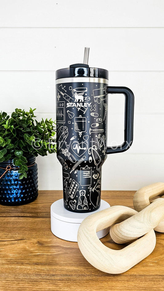 STANLEY Medical Full Wrap | Engraved 40oz STANLEY with Handle |Custom Engraving| Doctor | Nurse | Hospital | RN | Nurse Gift | Graduate Gift