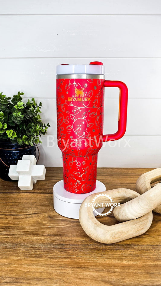 Christmas Lights | Engraved 40oz STANLEY with Handle | Custom Engraved | Christmas | Christmas Gift | Christmas Stanley | Happy Holidays