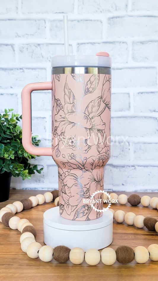 Peonies | Engraved 40oz Tumbler | Valentines Day | Love Cup | Flower Cup | Cute Valentine | Floral | Valentines | Peony | Florist