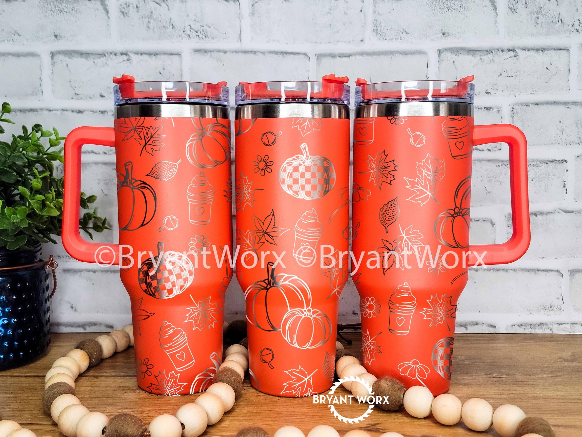 Pumpkin Spice | Engraved 40oz Tumbler with Handle | Fall | Coffee | Trick or Treat | Autumn | Halloween | Fall Vibes | Pumpkin Patch