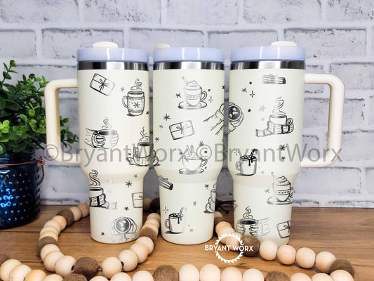 Winter Vibes | Engraved 40oz Tumbler with Handle | Custom | Hot Chocolate | Fall | Coffee | Trick or Treat | Autumn | Pumpkin Spice