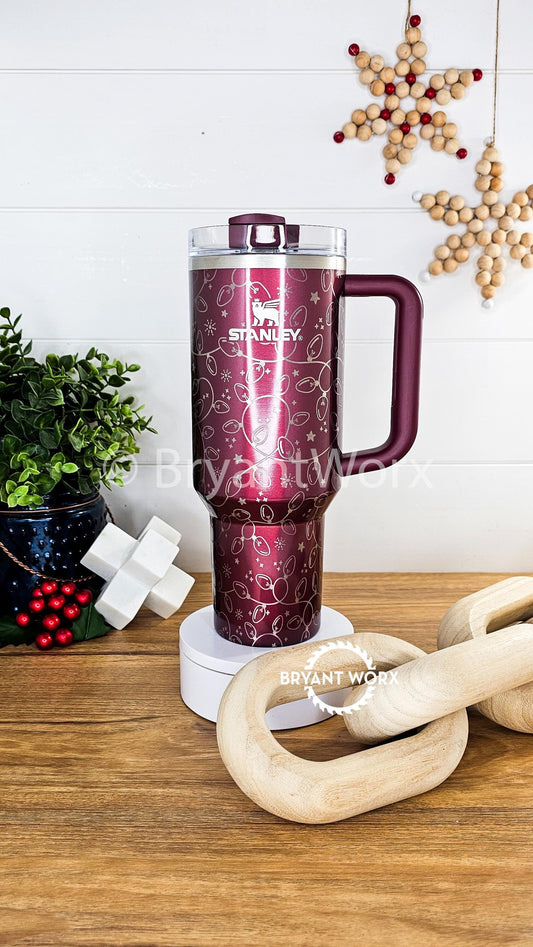 Christmas Lights | Engraved STANLEY | Custom | Holly | Jolly | Christmas Gift | Christmas Stanley | Happy Holidays | 40oz 30oz 20oz