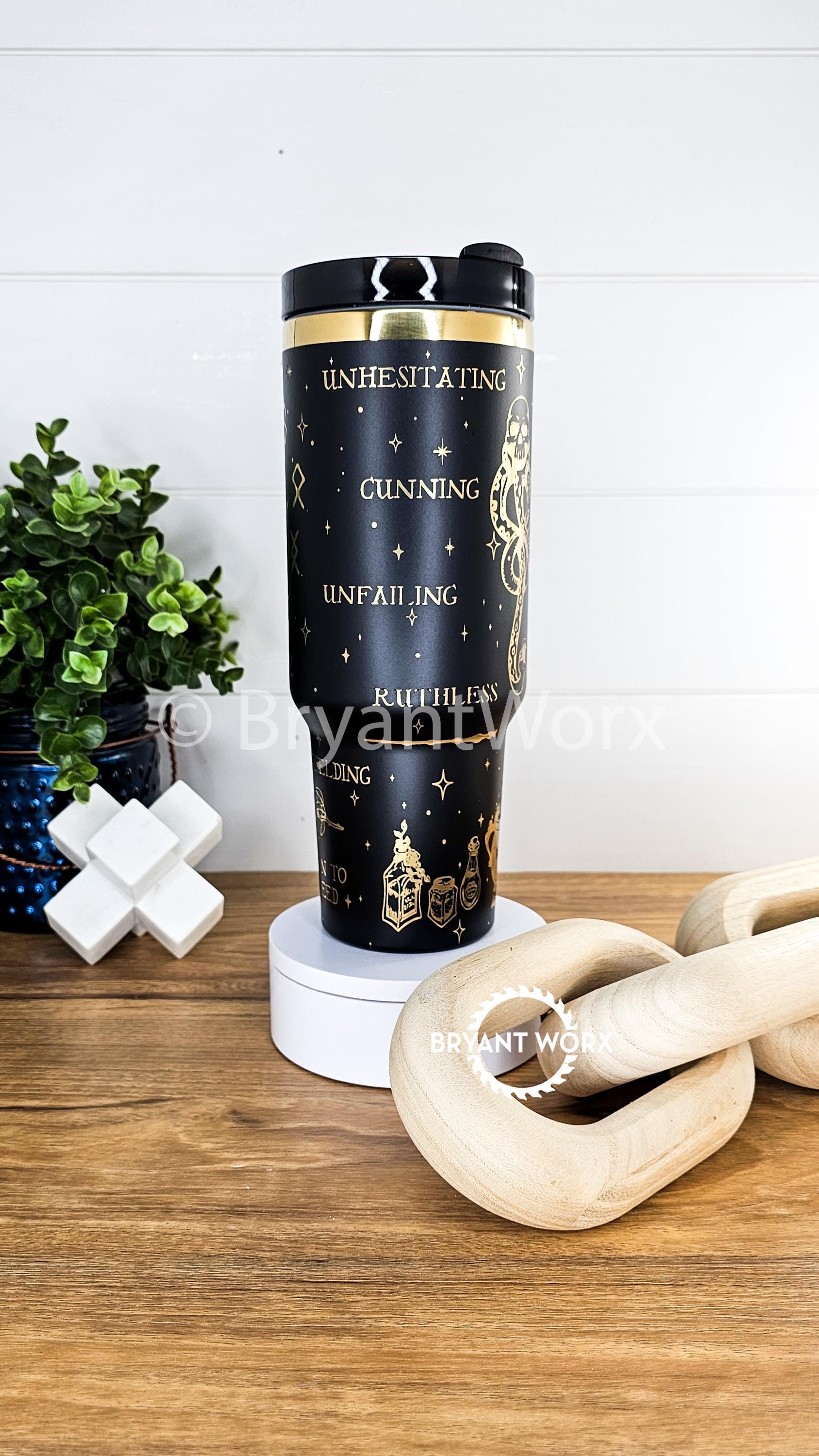 Magic Romance | Engraved 40oz Tumbler with Handle | Custom Engraved | Fantasy | Book Lover's | Broom | Manacle