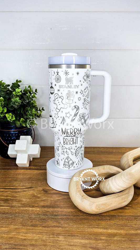 Merry and Bright | Engraved STANLEY | Have Yourself A Merry Little Christmas | Christmas STANLEY | Holiday | Holly | Jolly 40 oz 30oz 20oz