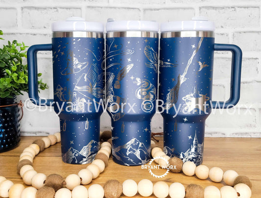 Magic Vibes | Eagle | Engraved 40oz Tumbler with Handle | Custom | Magic | Witchcraft | Wand | Fantasy | Medieval