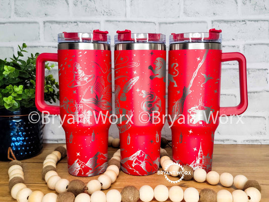 Magic Vibes | Lion | Engraved 40oz Tumbler with Handle | Custom | Magic | Witchcraft | Wand | Fantasy | Medieval