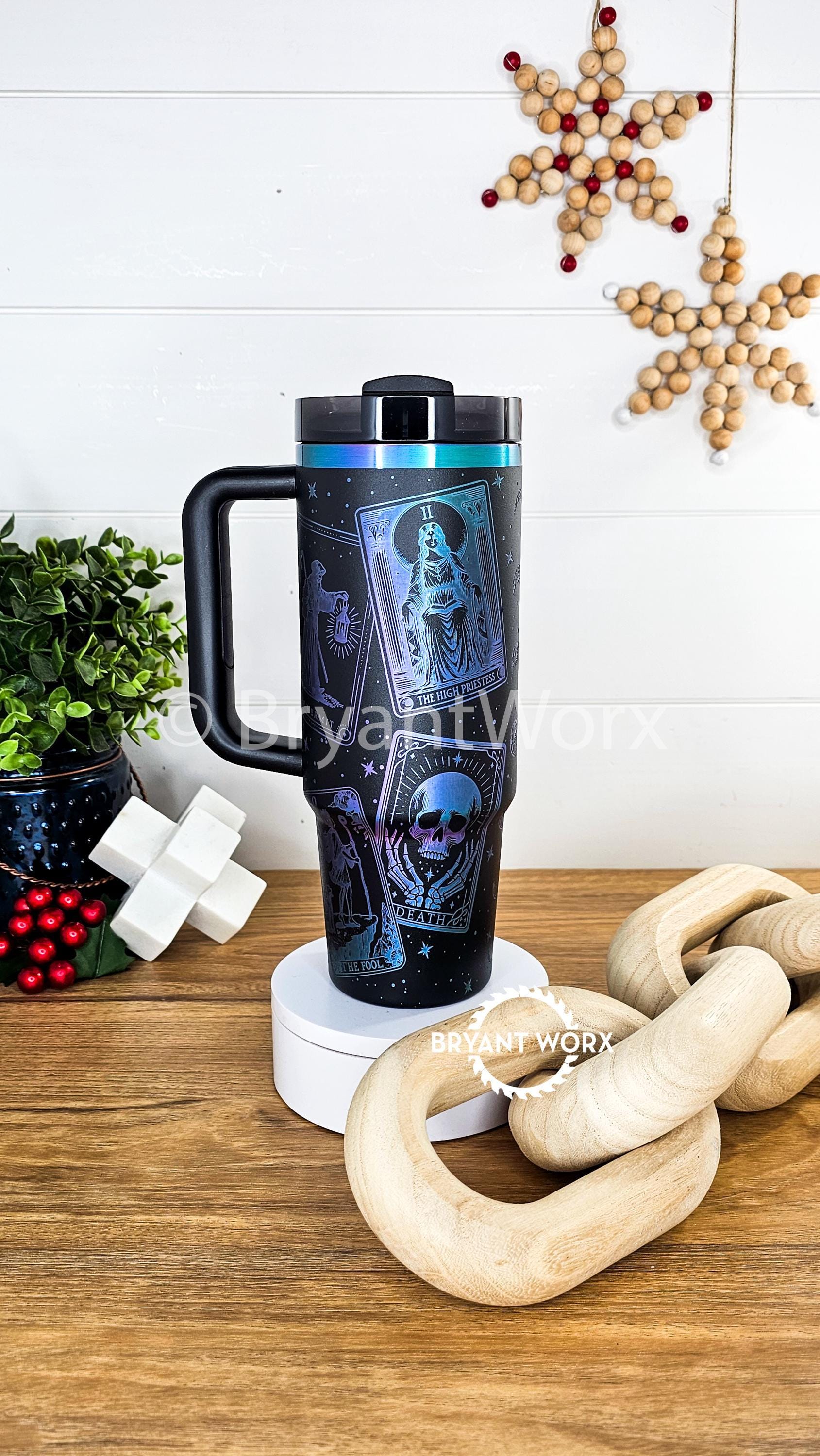 Tarot Card Deck | Engraved STANLEY | Unique Oracle | Celestial | Hermit | High Priestess | Fool | Death | Sun | Moon 40 oz 30oz 20oz