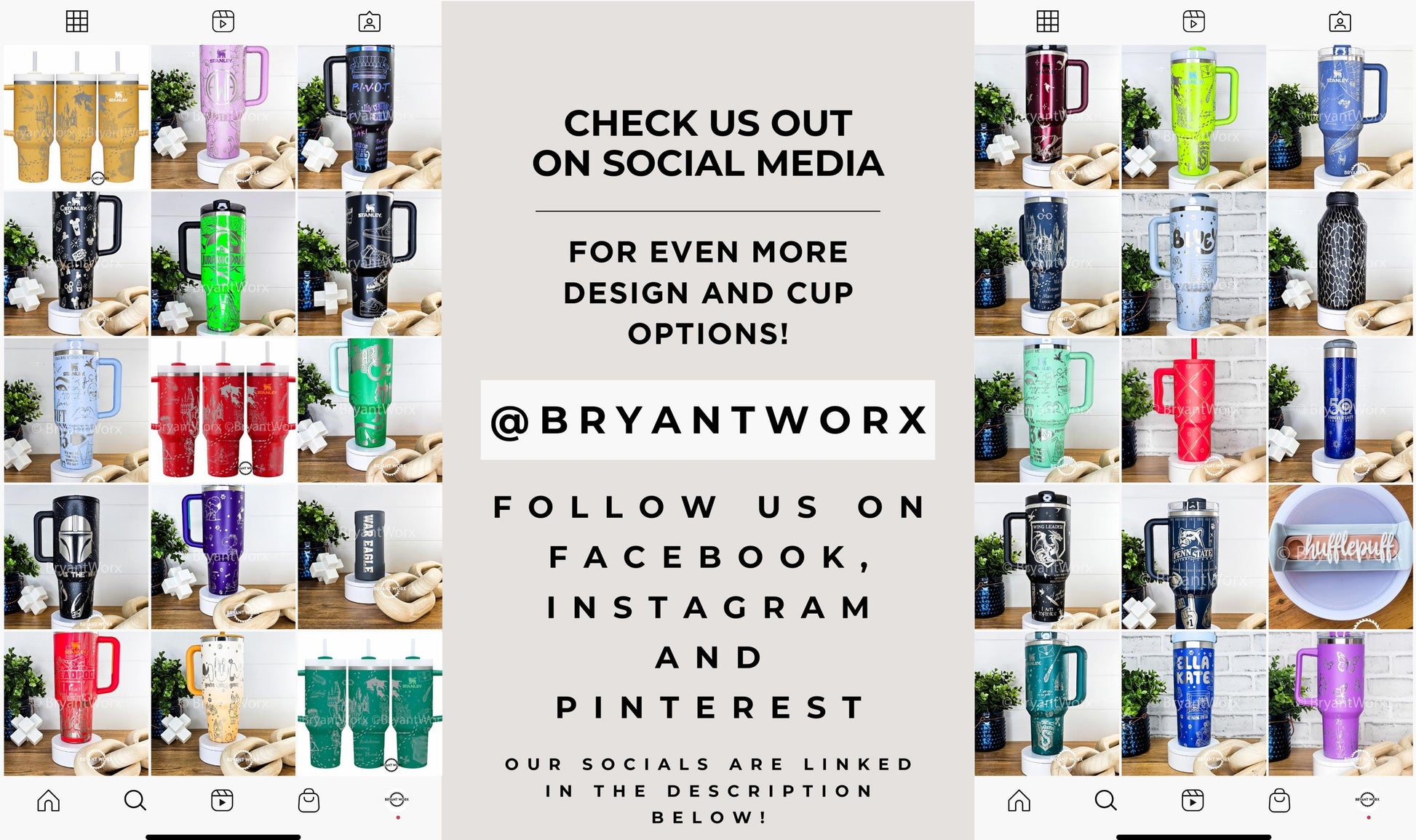 a collage of instagram pictures with the words, check us out on social
