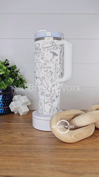 STANLEY Medical Full Wrap | Engraved 40oz STANLEY with Handle |Custom Engraving| Doctor | Nurse | Hospital | RN | Nurse Gift | Graduate Gift