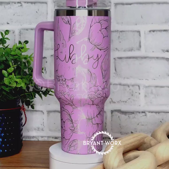 Peonies | Engraved 40oz Tumbler | Valentines Day | Love Cup | Flower Cup | Cute Valentine | Floral | Valentines | Peony | Florist
