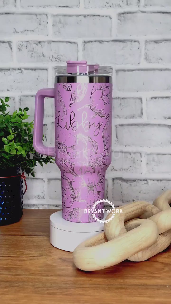 Peonies | Engraved 40oz Tumbler | Valentines Day | Love Cup | Flower Cup | Cute Valentine | Floral | Valentines | Peony | Florist