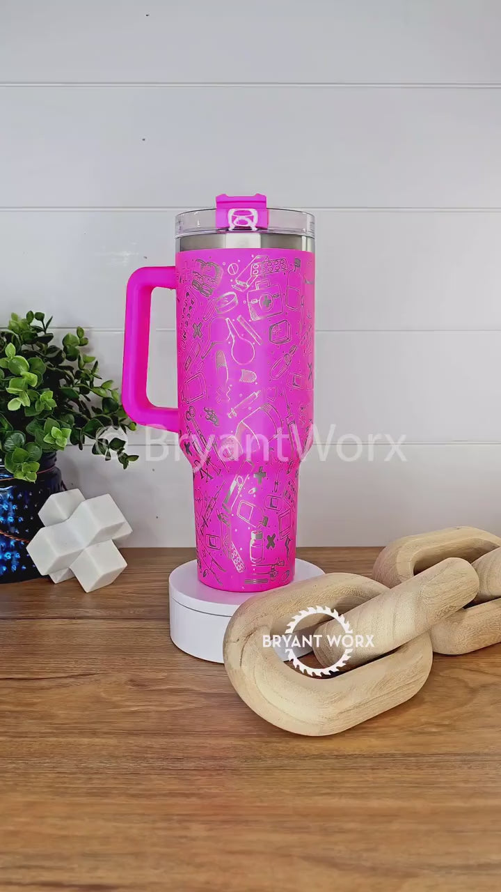 Pharmacy Full Wrap | Engraved 40oz Tumbler with Handle |Custom Engraving| CPhT | Pharmacist | Hospital | Pharmacist Gift | Graduate Gift