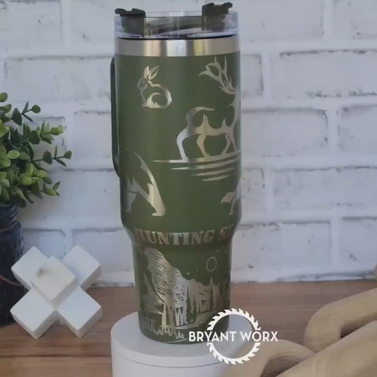 Hunting Season Full Wrap| Engraved 40oz Tumbler with Handle | Custom Engraving