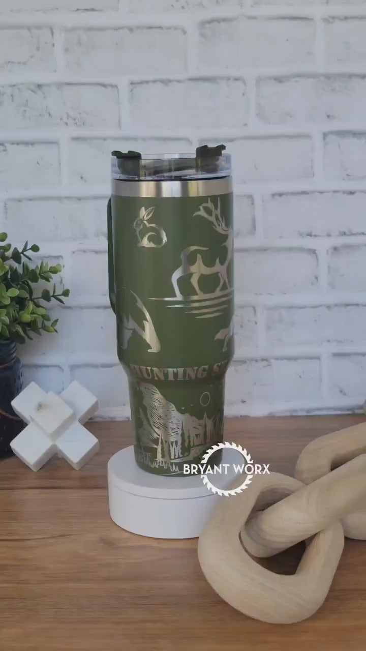 Hunting Season Full Wrap| Engraved 40oz Tumbler with Handle | Custom Engraving