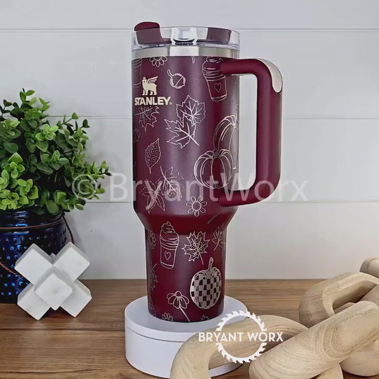 Fall Vibes Full Wrap | Engraved 40oz STANLEY with Handle | Fall | Coffee | Trick or Treat | Autumn | Starbucks | Pumpkin Spice