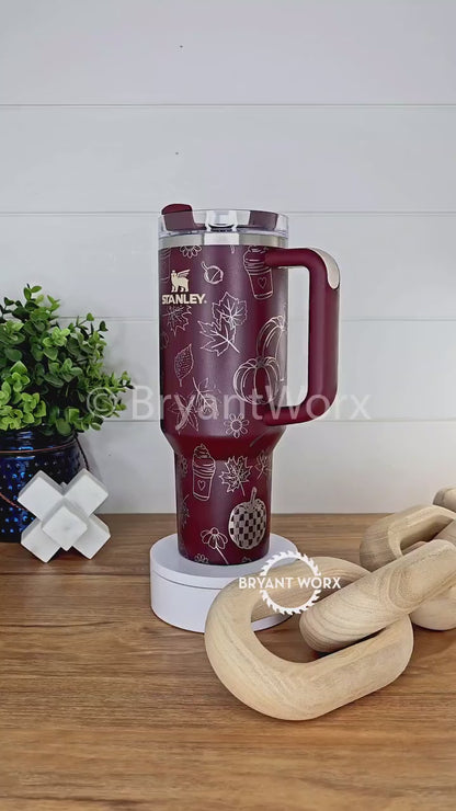 Fall Vibes Full Wrap | Engraved 40oz STANLEY with Handle | Fall | Coffee | Trick or Treat | Autumn | Starbucks | Pumpkin Spice