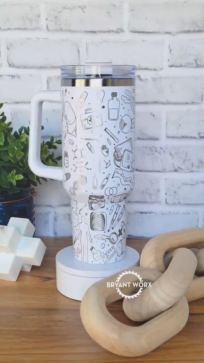 Medical Full Wrap | Engraved 40oz Tumbler with Handle | Custom Engraving | Doctor | Nurse | Hospital | RN | Nurse Gift | Graduate Gift