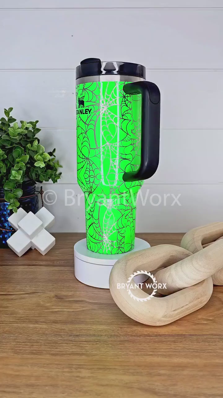Spooky Spider Web Full Wrap | Engraved 40oz STANLEY with Handle | Scary | Halloween | Trick or Treat | BOO | Haunted | Fall | Spooky Season