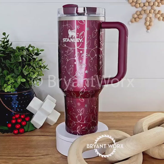 Christmas Lights | Engraved STANLEY | Custom | Holly | Jolly | Christmas Gift | Christmas Stanley | Happy Holidays | 40oz 30oz 20oz